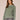 Sage Green Multi Long Cuffed Drop Shoulder Sleeve Mock Neck Space Dye Framing Curled Shirttail Hem Sweater