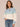 Light Blue Multi Long Banded Blouson Sleeve High Round Neck Placement Ombre Pointelle Stitch Sweater
