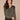 Heather Charcoal Olive Long Raglan Sleeve V-Neck Placement Embroidery Banded Hem Pull Over Sweater