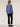 Cerulean Blue Multi Long Puff Sleeve Round Neck Shirtail Hem Sweater