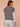 Charcoal Heather Grey Long Sleeve Double Layer High Neck Cable Stitch Open Work Straight Banded Hem Petite Sweater Top

