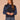Navy Light Blue Long Drop Shoulder Sleeve Banded Mock Neck 3D Argyle Straight Banded Hem Sweater Top