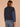 Navy Light Blue Long Drop Shoulder Sleeve Banded Mock Neck 3D Argyle Straight Banded Hem Sweater Top