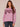 Heather Magenta Long Banded Raglan Blouson Sleeve Turtleneck Jacquard Fringe Detail Curled Hem Sweater