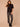 Black Above Elbow Sleeve Drape Mock Neck Curled Edge Straight Hem Sweater Top