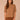Camel Above Elbow Sleeve Drape Mock Neck Curled Edge Straight Hem Sweater Top