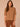 Camel Above Elbow Sleeve Drape Mock Neck Curled Edge Straight Hem Petite Sweater Top