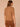 Camel Above Elbow Sleeve Drape Mock Neck Curled Edge Straight Hem Sweater Top