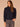 Navy Long Sleeve Double Layer High Neck Cable Stitch Open Work Straight Banded Hem Sweater Top