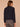 Navy Long Sleeve Double Layer High Neck Cable Stitch Open Work Straight Banded Hem Sweater Top