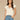Off White Short Split Sleeve Embroidered Lace V-Neck Banded Hem Petite Sweater Top