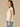 Off White Short Split Sleeve Embroidered Lace V-Neck Banded Hem Petite Sweater Top