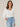 Heather Ecru Three Quarter Blouson Puff Sleeve Mixed Media Yoke Wide V-Neck Knit Top