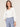 Heather Ecru Three Quarter Blouson Puff Sleeve Mixed Media Yoke Wide V-Neck Knit Top