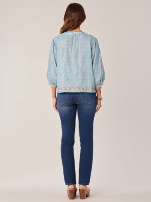 Lucky Brand Women's Embroidered Long-Sleeve Square-Neck Top