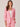 Paradise Pink Tweed Three Quarter Ruched Frayed Sleeve Single Button Front Collar Neck Sparkle Accent Thread Woven Blazer Jacket 