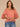 Dusty Papaya Three Quarter Bell Sleeve Mesh Scallop Edge Scoop Neck Embroidered Double Flounce Peplum Hem Petite Woven Top
