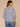 Horizon Blue Three Quarter Bell Sleeve Mesh Scallop Edge Scoop Neck Embroidered Double Flounce Peplum Hem Petite Woven Top
