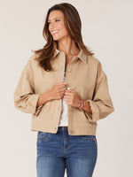 Vintage Walnut Long Button Sleeve Button Down Collared Neck Utility Side Pocket Front Dart Back Pleat Jacket