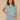 Aqua Haze Extended Origami Cap Sleeve Scoop Neck Metallic Stripe Cased Hem Knit Top
