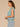 Aqua Haze Extended Origami Cap Sleeve Scoop Neck Metallic Stripe Cased Hem Knit Top
