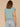 Aqua Haze Extended Origami Cap Sleeve Scoop Neck Metallic Stripe Cased Hem Knit Top
