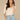 Heather Jute Elbow Blouson Puff Sleeve Smocked Cuff Scallop V-Neck Center Front Seam Knit Top
