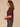 Heather Cherry Chocolate Elbow Puff Blouson Sleeve Scallop V-Neck Smocked Shoulder Back Front Center Seam Shirttail Hem Knit Top
