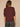 Heather Cherry Chocolate Elbow Puff Blouson Sleeve Scallop V-Neck Smocked Shoulder Back Front Center Seam Shirttail Hem Knit Top
