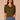 Heather Lily Pad Elbow Puff Blouson Sleeve Scallop V-Neck Smocked Shoulder Back Front Center Seam Shirttail Hem Knit Top