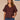 Cherry Chocolate Short Bubble Sleeve Embroidered Placket Spliced V-Neck Plus Size Woven Top