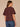 Cherry Chocolate Short Bubble Sleeve Embroidered Placket Spliced V-Neck Woven Top
