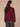 Heather Wineberry Long Blouson Raglan Sleeve Mandarin Collar V-Neck Half Placket Pintuck Shoulder Mixed Media Knit Top