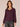 Heather Concord Grape Long Banded Blouson Embroidered Sleeve Puff Shoulder Sweetheart Neck Round Surplus Hem Knit Top  
