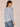 Heather Slate Shadow Long Puff Sleeve V-Neck Ribbed Design Surplus Shirttail Hem Knit Top