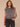 Charcoal Extended Cap Sleeve Smock Crew Neck Straight Cinched Ruffle Hem Striped Foil Bodre Knit Top