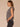 Charcoal Extended Cap Sleeve Smock Crew Neck Straight Cinched Ruffle Hem Striped Foil Bodre Knit Top