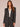 Charcoal Black Long Puff Sleeve Seaming Detail Hi-Low Flap Pocket Collared Neck Single Button Woven Blazer