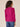 Dragon Fruit Long Puff Sleeve Cinched Ruffle Edge Front Center Seam Ladder Crochet Detail Crew Neck Knit Top