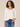 Off White Three Quarter Drop Sleeve Ruched Shoulder Crochet Scoop Neck Knit Hem Ringer Knit Top