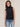 Heather Carbon Blue Sleeveless Side Ruching Turtleneck Knit Top