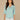 Aqua Haze Elbow Roll Cuff Sleeve Round Split V-Neck Surplus Shirttail Hem Knit Top
