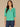Deep Jade Elbow Roll Cuff Sleeve Round Split V-Neck Surplus Shirttail Hem Petite Knit Top