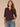 Dark Raisin Elbow Roll Cuff Sleeve Round Split V-Neck Surplus Shirttail Hem Knit Top