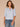Winter Sky Elbow Roll Cuff Sleeve Round Split V-Neck Surplus Shirttail Hem Knit Top