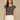 Black Cap Sleeve Scoop Neck Embroidered Stripe Surplus Shirttail Hem Knit Top