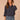 Orion Blue Three Quarter Tucked Sleeve Collar V-Neck Button Down Spade Pocket Cinched Bubble Hem Woven Petite Shirt
