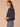 Orion Blue Three Quarter Tucked Sleeve Collar V-Neck Button Down Spade Pocket Cinched Bubble Hem Woven Shirt