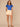Pacific Blue Short Flutter Sleeve Crochet Scoop Neck Scallop Edge Detail Shirttail Hem Knit Top

