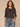 Dark Licorice Elbow Roll Cuff Sleeve Scoop Neck Half Crochet Button Placket Surplus Shirttail Hem Knit Top
